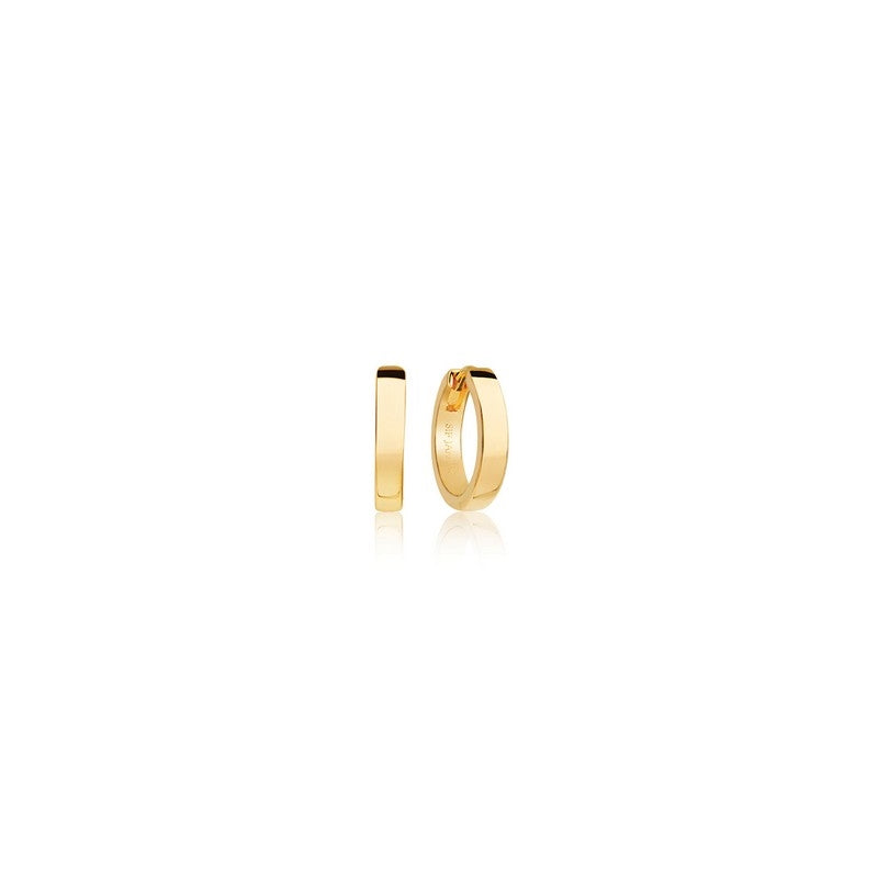 Ellera Pianura Piccolo creoler fra Sif Jakobs Jewellery i 18 karat forgyldt sølv med blank overflade, Ø11 mm.